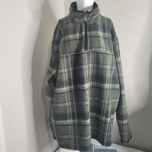 John Wayne XXL fleece jacket sweater button down zip pullover plaid